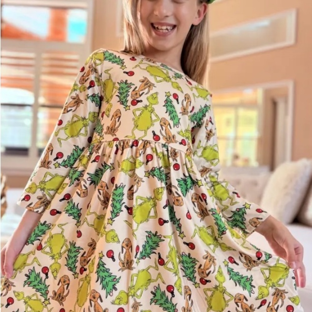 Girls Grinch Christmas dresses